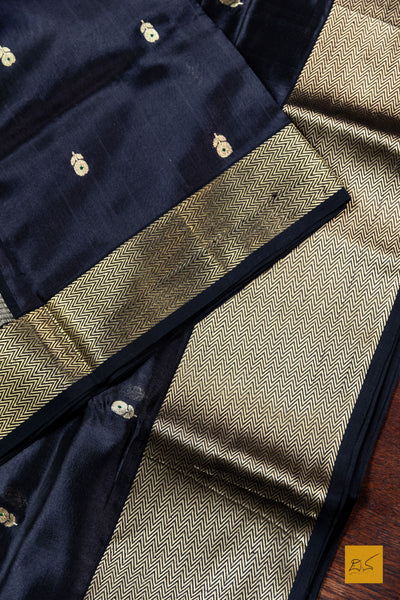 Naidile- Black Chanderi Pure Silk Handwoven Saree