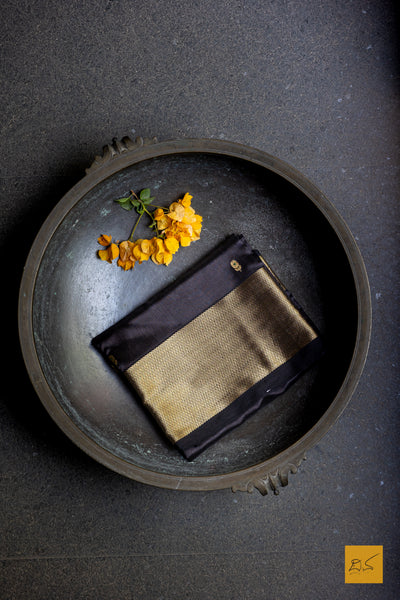 Naidile- Black Chanderi Pure Silk Handwoven Saree