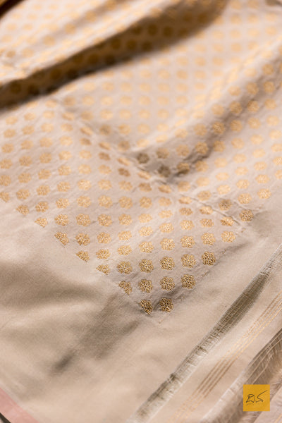 Madulika- Peach & Green Banarasi Katan Silk Handwoven Saree
