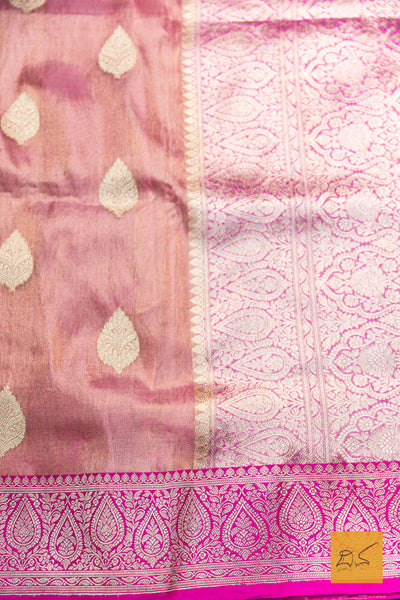 Aprameya- Pink Banarasi Tissue Katan Silk Handwoven Saree