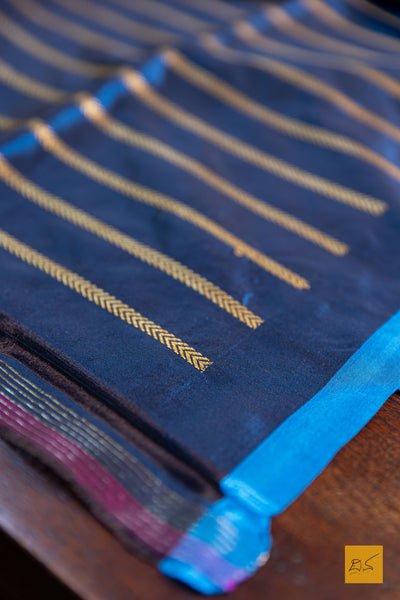 Nilapushpa- Blue Banarasi Katan Silk Handwoven Saree