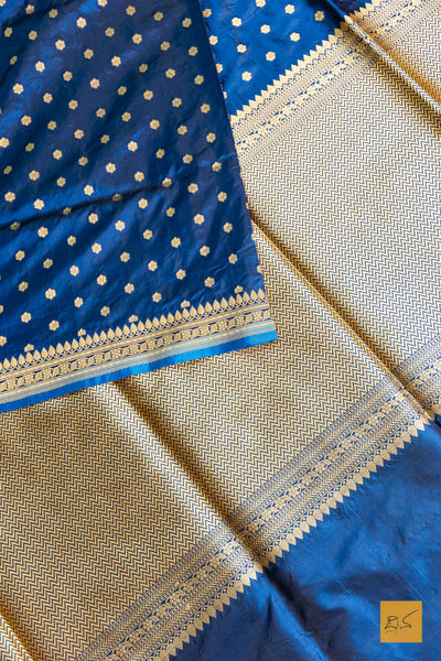 Nilapushpa- Blue Banarasi Katan Silk Handwoven Saree