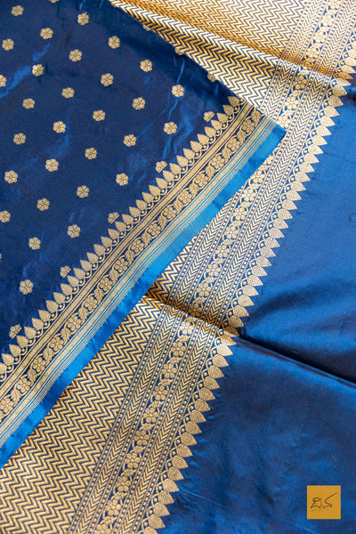 Nilapushpa- Blue Banarasi Katan Silk Handwoven Saree
