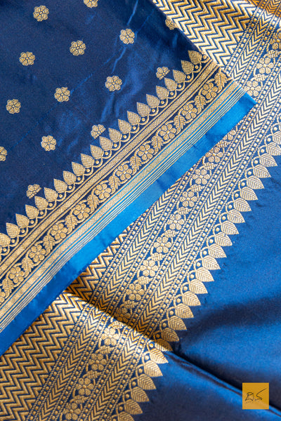 Nilapushpa- Blue Banarasi Katan Silk Handwoven Saree