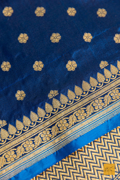 Nilapushpa- Blue Banarasi Katan Silk Handwoven Saree