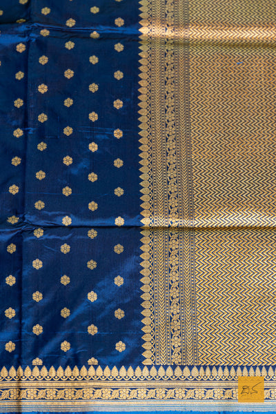 Nilapushpa- Blue Banarasi Katan Silk Handwoven Saree