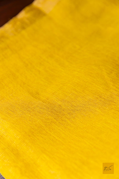 Gowri- Yellow Silk Linen Tissue Handwoven Saree