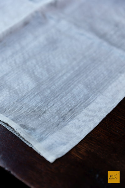 Sahana- Silver & Black Chanderi Tissue Handwoven Saree