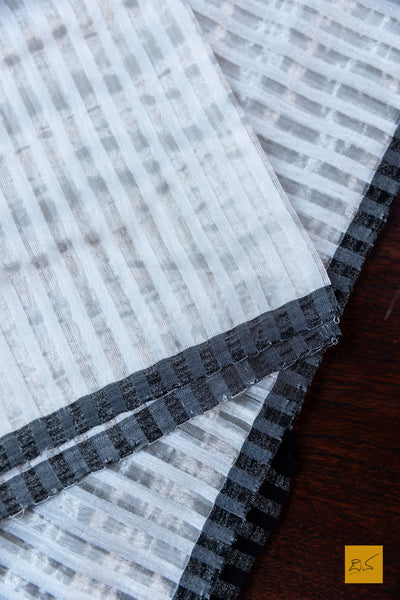 Sadhana- Silver & Grey Chanderi Tissue Handwoven Saree