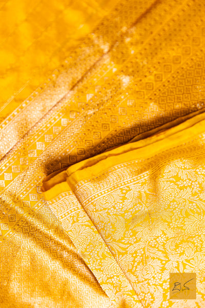 Tvishimathi- Yellow Banarasi Tissue Katan Silk Handwoven Saree
