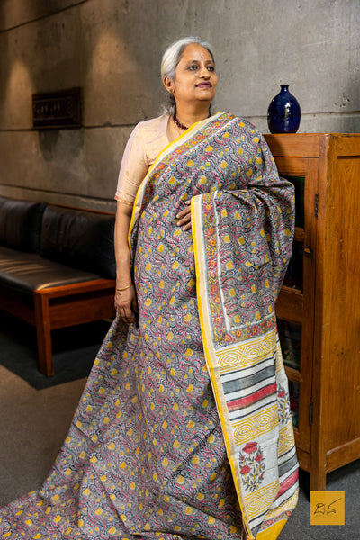 Samartya- Chanderi Block Printed Silk Cotton Saree