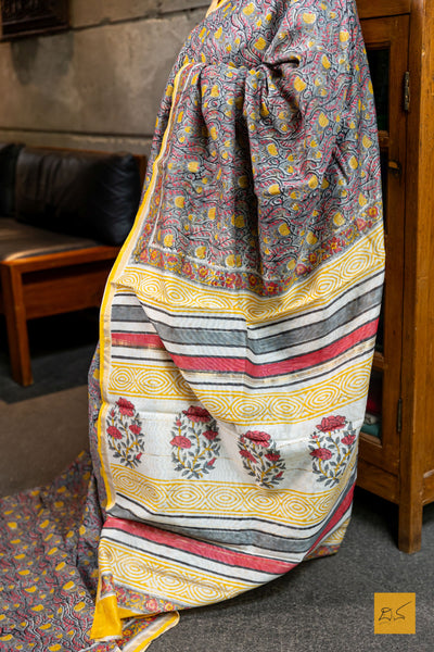 Samartya- Chanderi Block Printed Silk Cotton Saree