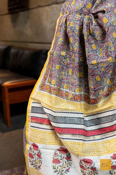 Samartya- Chanderi Block Printed Silk Cotton Saree