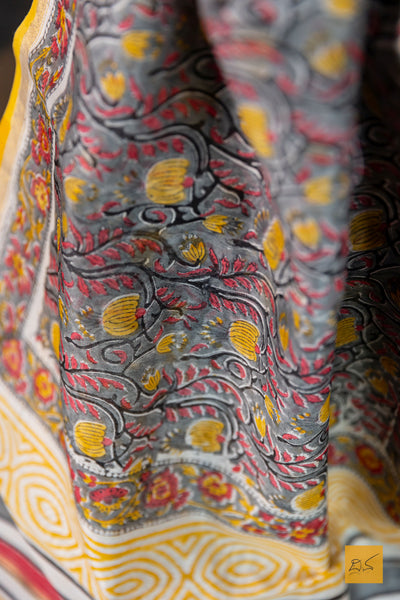 Samartya- Chanderi Block Printed Silk Cotton Saree