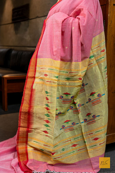 Harini- Pink Paithani Cotton Handwoven Saree