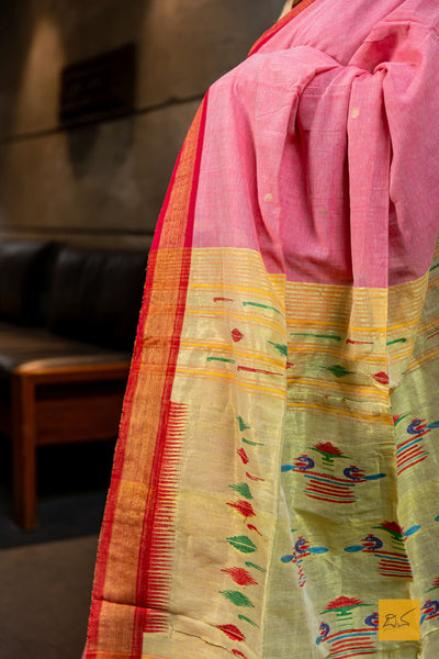 Harini- Pink Paithani Cotton Handwoven Saree