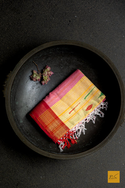 Harini- Pink Paithani Cotton Handwoven Saree
