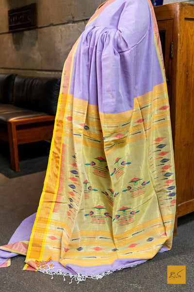 Hitaishi- Lavender Paithani Cotton Handwoven Saree