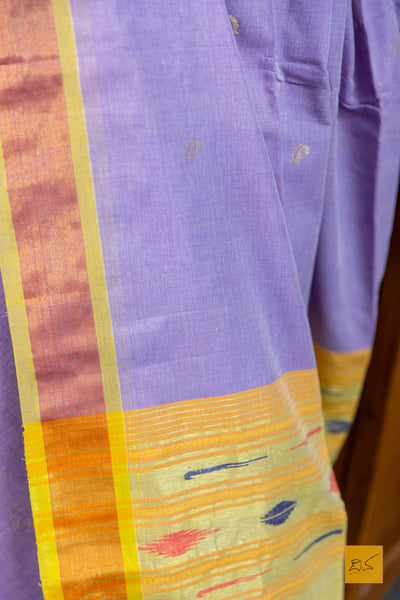 Hitaishi- Lavender Paithani Cotton Handwoven Saree