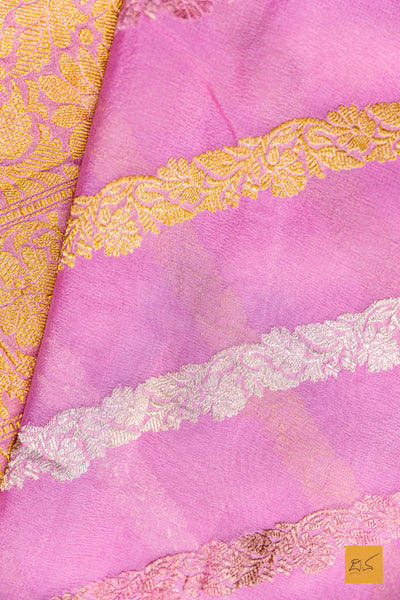 Gulabo- Taffy Pink Banarasi Georgette Handwoven Saree