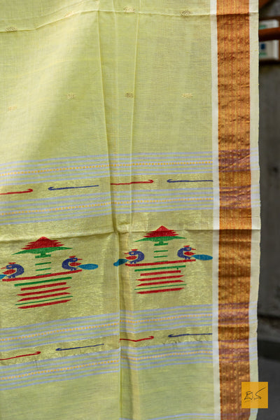 Rakshita- Yellow Paithani Cotton Handwoven Dupatta