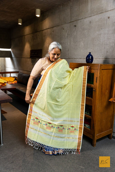 Rakshita- Yellow Paithani Cotton Handwoven Dupatta