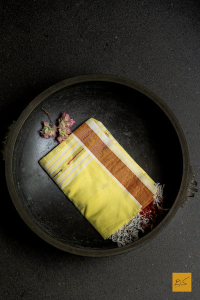 Rakshita- Yellow Paithani Cotton Handwoven Dupatta
