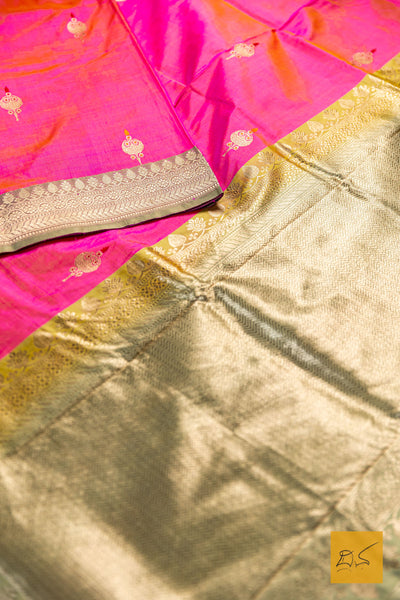 Mayobhava- Pink Banarasi Katan Silk Handwoven Saree