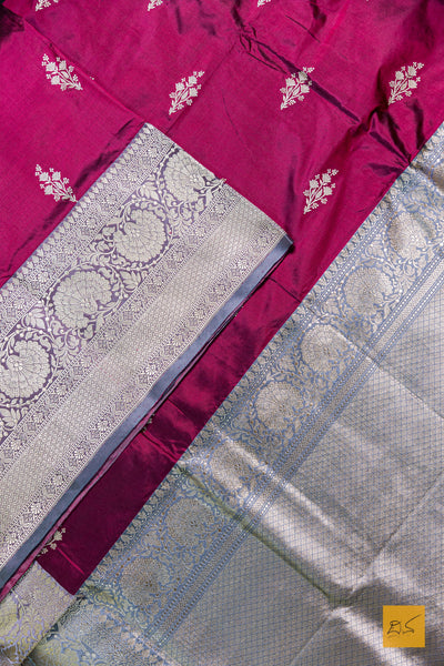 Adilakshmi- Maroon Banarasi Katan Silk Handwoven Saree