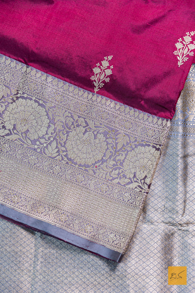 Adilakshmi- Maroon Banarasi Katan Silk Handwoven Saree