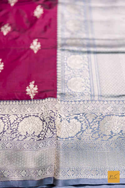 Adilakshmi- Maroon Banarasi Katan Silk Handwoven Saree