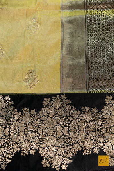 Mandakini- Cream & Black Banarasi Tissue Katan Silk Handwoven Saree