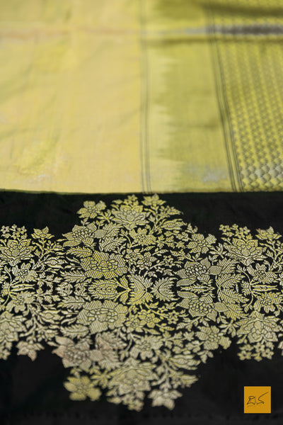 Mandakini- Cream & Black Banarasi Tissue Katan Silk Handwoven Saree