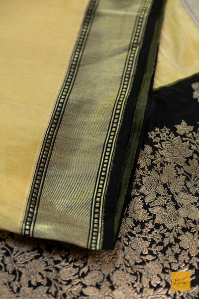 Mandakini- Cream & Black Banarasi Tissue Katan Silk Handwoven Saree
