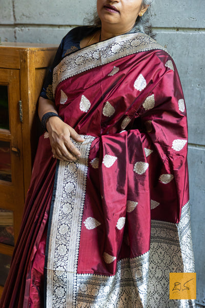 Indian wedding, festivals, handwoven saree for classical music singers, dancers, architects, saree connoisseurs, saree collectors, brides, bridesmaids. This is a pure katan silk saree which has a very soft drape and can be accessorised with diamonds, peals, precious stone jewellery depending on the occasion. Looks dressy with a gajra too. Traditional yet contemporary in its look.