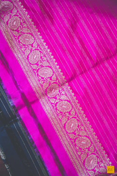 A beautiful banarasi katan silk handwoven brocade saree with meenakari in Rupa zari. The body of the saree has full brocade work in antique zari. The blouse is in pink colour. New trend of Banarasi Saree designs, Banarasi Saree for artists, art lovers, architects, saree lovers, Saree connoisseurs, musicians, dancers, doctors, Banarasi katan silk saree, indian saree images, latest sarees with price, only saree images, new Banarasi saree design.