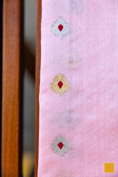 This is a gorgeous Handwoven Chanderi Silk Saree With Meenakari Buttas. New trend of Silk Saree designs, Silk Saree for artists, art lovers, architects, saree lovers, Saree connoisseurs, musicians, dancers, doctors, Silk Saree, indian saree images, latest sarees with price, only saree images, new Silk saree design.