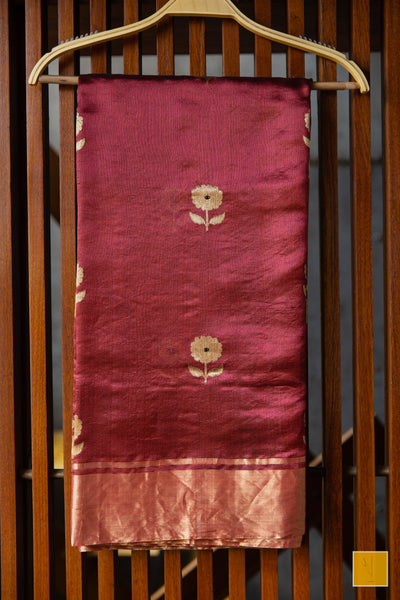 This is a gorgeous Handwoven Chanderi Silk Saree With Meenakari Buttas. New trend of Silk Saree designs, Silk Saree for artists, art lovers, architects, saree lovers, Saree connoisseurs, musicians, dancers, doctors, Silk Saree, indian saree images, latest sarees with price, only saree images, new Silk saree design.