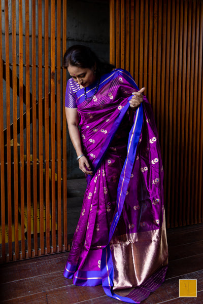 This is a gorgeous Magenta - lavender chanderi pure silk handwoven saree. New trend of Silk Dupatta designs, Silk Dupatta for artists, art lovers, architects, dupatta lovers, Dupatta connoisseurs, musicians, dancers, doctors, Silk dupatta, indian dupatta images, latest dupattas with price, only dupatta images, new Silk dupatta design.