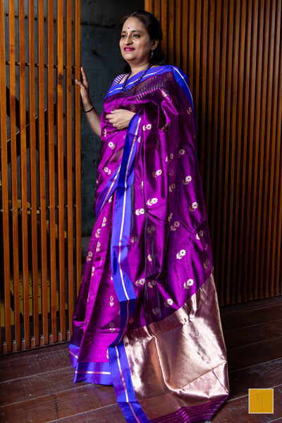 This is a gorgeous Magenta - lavender chanderi pure silk handwoven saree. New trend of Silk Dupatta designs, Silk Dupatta for artists, art lovers, architects, dupatta lovers, Dupatta connoisseurs, musicians, dancers, doctors, Silk dupatta, indian dupatta images, latest dupattas with price, only dupatta images, new Silk dupatta design.