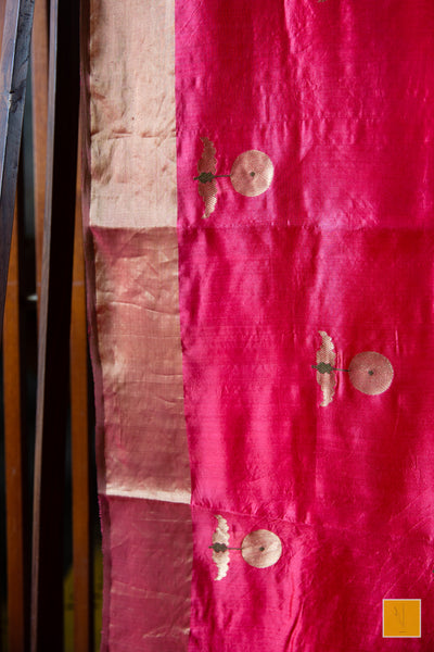 Who does not love Red? This crimson red chanderi silk saree is a must for your wardrobe. The eknaliya buttas complete the saree look. Very soft and easy to drape. This saree suits both formal and informal occasions.   Fabric- Pure silk