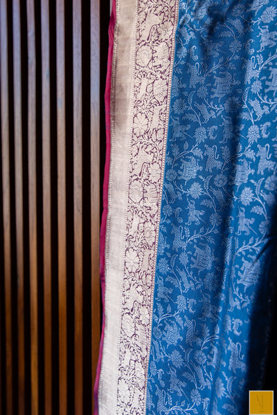 This is a beautiful Banarasi katan silk handwoven saree with intricate shikargah weave. Soft and easy to drape. New trend of Silk Saree designs, Silk Saree for artists, art lovers, architects, saree lovers, Saree connoisseurs, musicians, dancers, doctors, Silk Saree, indian saree images, latest sarees with price, only saree images, new Silk saree design.