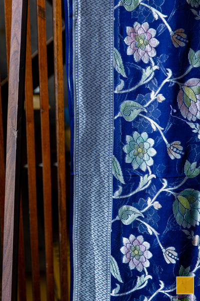 Preksha - Dark Blue banarasi georgette Handwoven saree