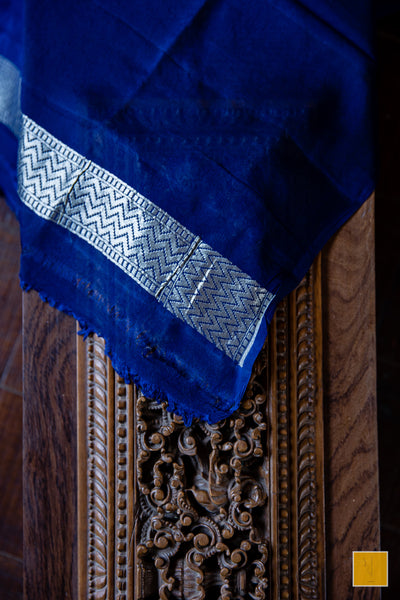 You are the admirer! Presenting this handpainted banarasi saree in shade of dark blue. Perfect for both formal and informal occasions.