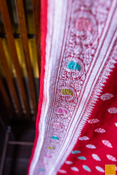 This is a beautiful Banarasi georgette handwoven saree with intricate kadhwa meenakari buttas. Soft and easy to drape. New trend of Silk Saree designs, Silk Saree for artists, art lovers, architects, saree lovers, Saree connoisseurs, musicians, dancers, doctors, Silk Saree, indian saree images, latest sarees with price, only saree images, new Silk saree design.