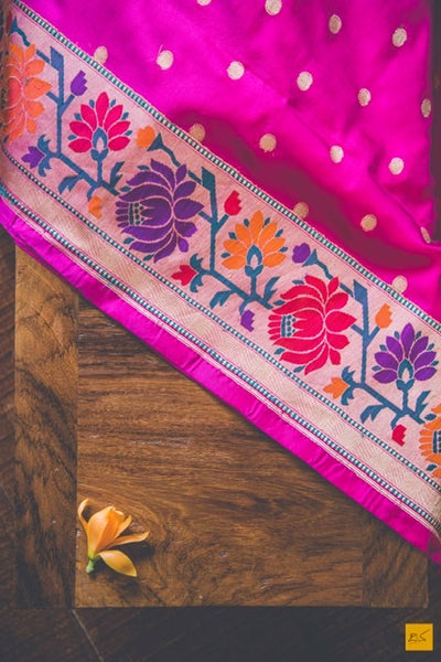 Pink love - Dark Pink Banarasi Katan Silk Saree