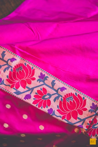 Pink love - Dark Pink Banarasi Katan Silk Saree