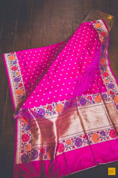 Pink love - Dark Pink Banarasi Katan Silk Saree