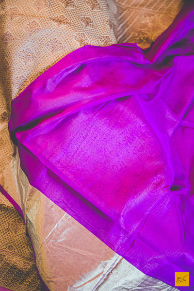 A beautiful banarasi katan silk handwoven sari with all over jaal with buttas. TheBeige Brown body gives a soothing definition to the saree. New trend of Banarasi Saree designs, Banarasi Saree for artists, art lovers, architects, saree lovers, Saree connoisseurs, musicians, dancers, doctors, Banarasi katan silk saree, indian saree images, latest sarees with price, only saree images, new Banarasi saree design.