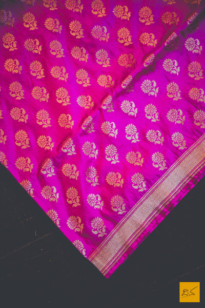 A beautiful katan silk banarasi handwoven sari with a pink body. New trend of Banarasi Saree designs, Banarasi Saree for artists, art lovers, architects, saree lovers, Saree connoisseurs, musicians, dancers, doctors, Banarasi Katan silk saree, indian saree images, latest sarees with price, only saree images, new Banarasi saree design.